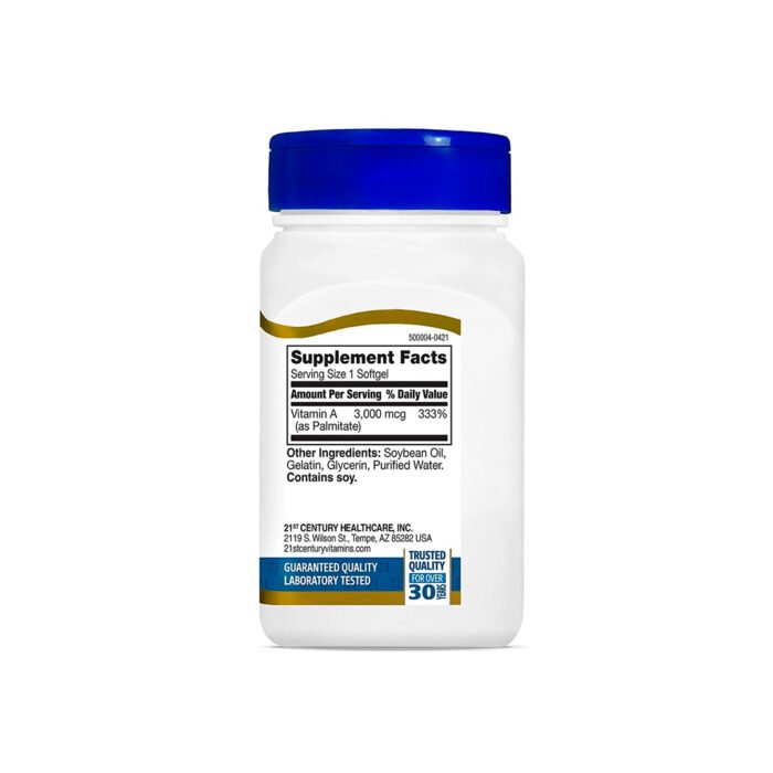 Complément Vitamine A 3000 Mcg - Soutien La Vision & Les Défenses Immunitaires - 30/60/120 Capsules